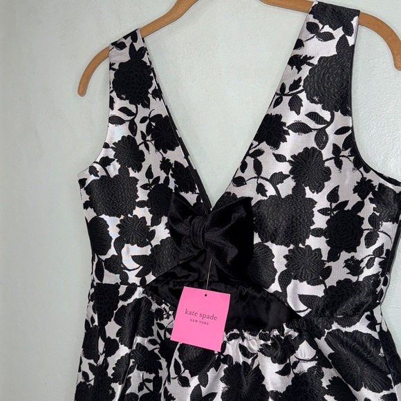 Kate Spade New York Bicolor Whimsical Floral Jacquard Fit & Flare Soirée Top M - Picture 7 of 14